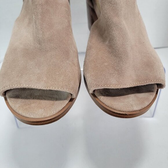 Sole Society Womens 8 So Tracy Leather Peep Toe Ankle Bootie Tan Neutral Casual - Picture 3 of 10